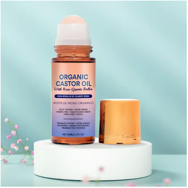Organic Golden Castor Oil Roll-On with Rose Quartz