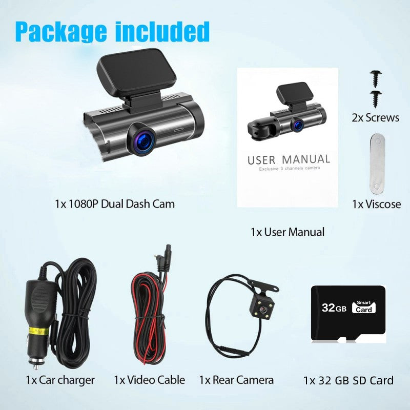 🚗📹 Conduisez plus intelligemment avec notre caméra de tableau de bord grand angle 170° – Double objectif, clarté 1080p !