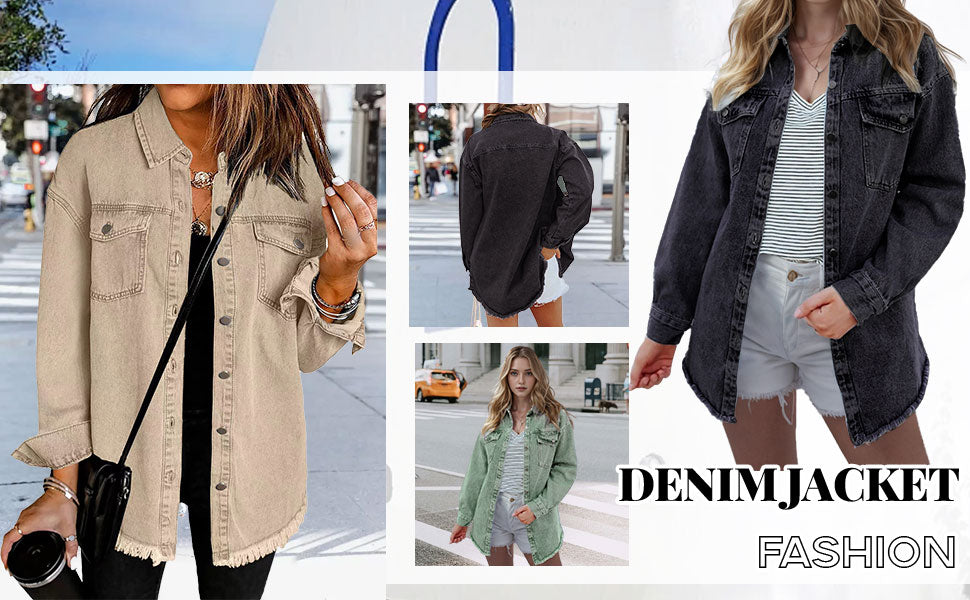 Women's Raw Edge Ripped Denim Jacket
