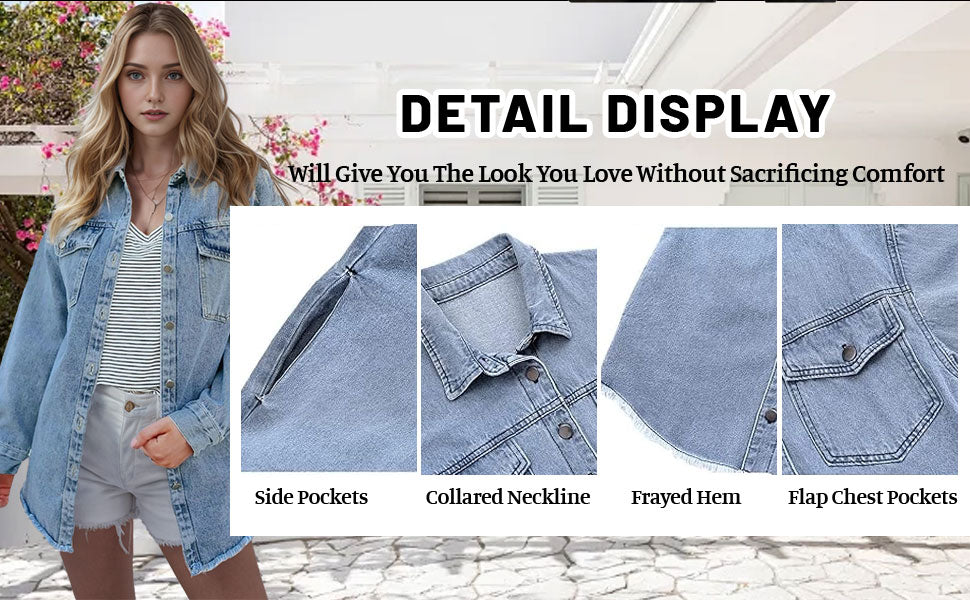 Women's Raw Edge Ripped Denim Jacket