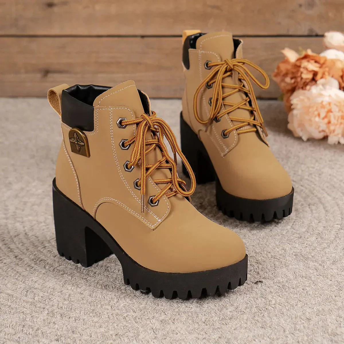 👢✨2025 New for this fall: Chunky heel wedge ankle boots – retro model with laces for women
