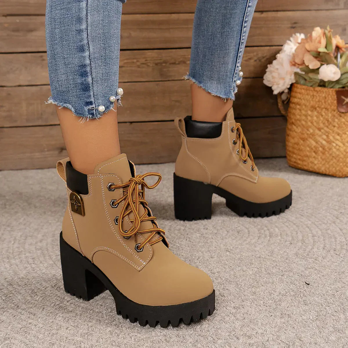 👢✨2025 New for this fall: Chunky heel wedge ankle boots – retro model with laces for women