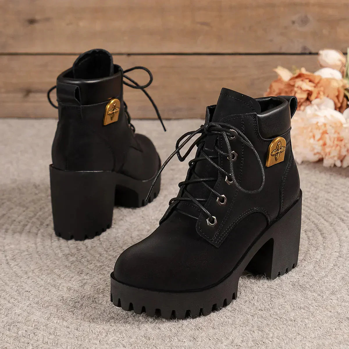👢✨2025 New for this fall: Chunky heel wedge ankle boots – retro model with laces for women