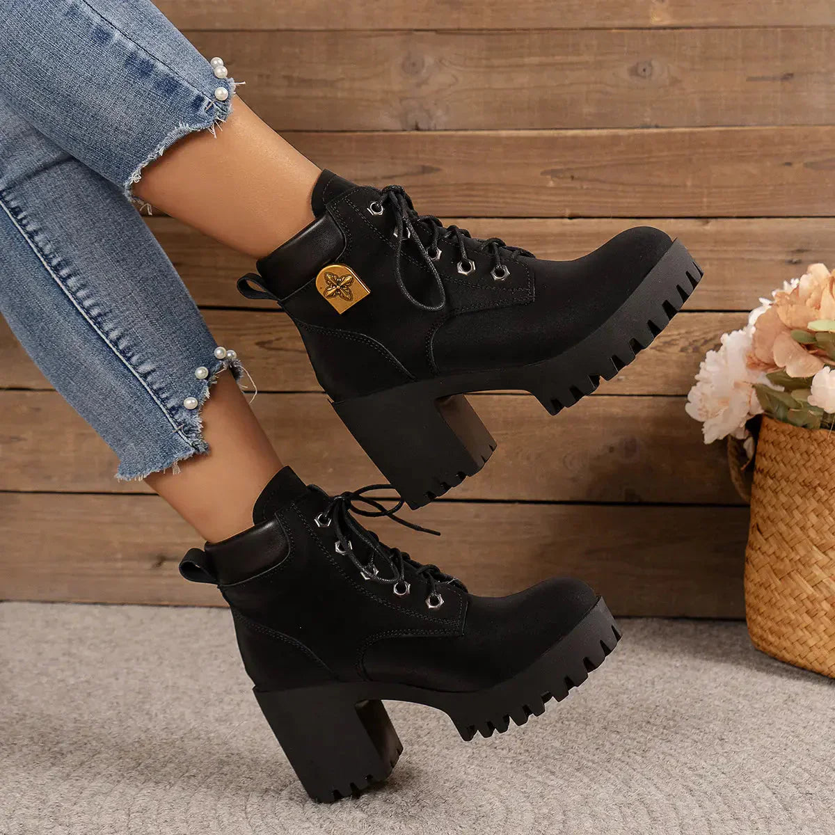 👢✨2025 New for this fall: Chunky heel wedge ankle boots – retro model with laces for women