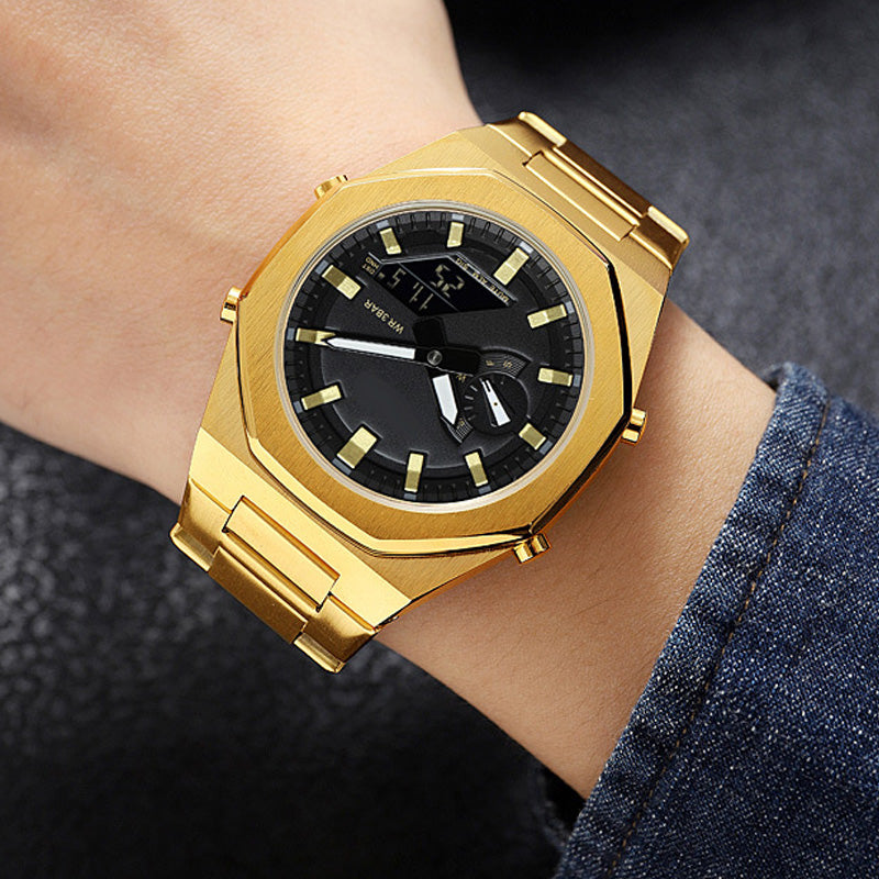 💖Most popular in 2025💖Men's stylish business quartz watch with world time, stopwatch, five alarms, date display and day of the week function