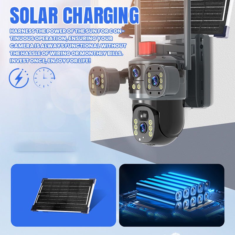 💥2025 Nouvelle vente chaude🎥 Caméra dôme solaire 360° à triple objectif✈️ livraison gratuite