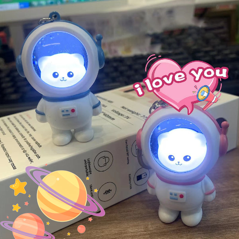 Spreek "Ik hou van je" astronaut sleutelhanger met licht