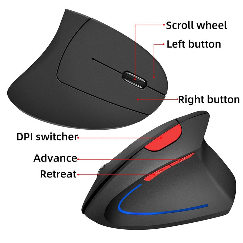 🖱️✨Kabellose, über USB wiederaufladbare, ergonomische vertikale optische Maus