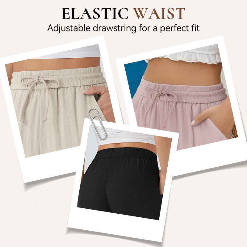 🔥LAST DAY SALE - 50% OFF🎁Lightweight Summer Linen Pants Solid Color Drawstring Casual Pants - Breathable & Skin-Friendly