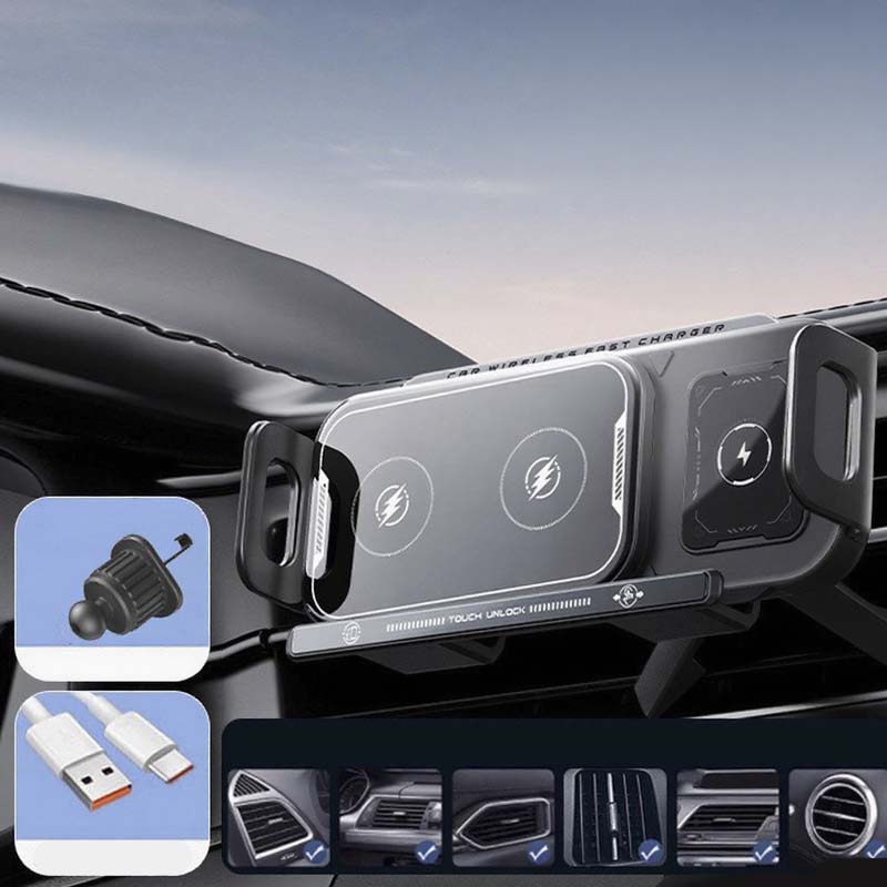 📱Last Day Special Sale 50% OFF⚡2-in-1 Foldable Car Phone Holder & Wireless Charger