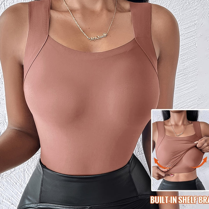 🏆 Spesialpris siste dag £14! 💐 Dame U-hals tanktopper med innebygd BH