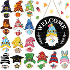 ⏰Interchangeable Welcome Sign with Highland Cow Featuring Seasonal Magnet, Detachable Hats, Accessories
