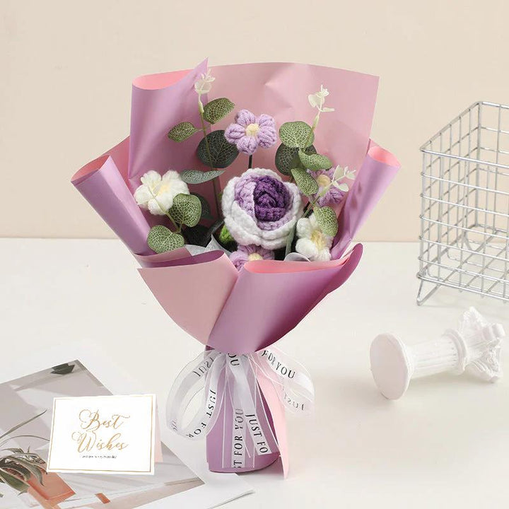 🌷 50 % RABATT NÅ! 💕 Håndlaget delikat heklet blomsterbukett – Morsdagsspesial – Livaktig design, slitesterk &amp;  Perfekt gave til mamma 🎁