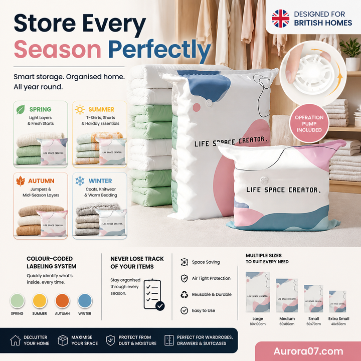 🧳No‑Pump Vacuum Storage Bags – Press &amp; seal, no pump needed. Saves 80% space, keeps clothes dry &amp; dust‑free. Perfect for bulky bedding &amp; off‑season gear. 🛏️🗄️