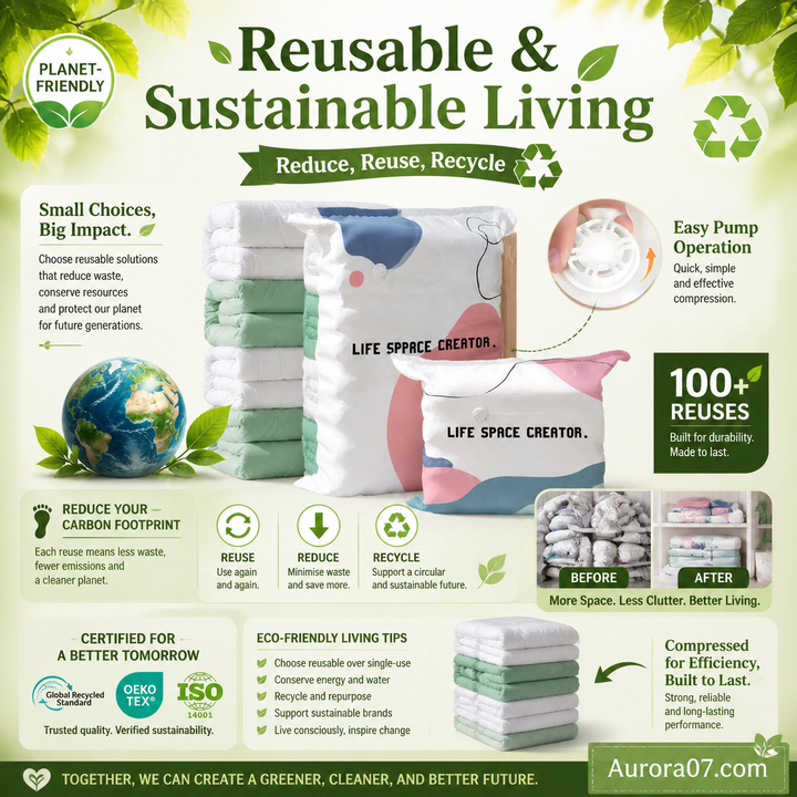 🧳No‑Pump Vacuum Storage Bags – Press &amp; seal, no pump needed. Saves 80% space, keeps clothes dry &amp; dust‑free. Perfect for bulky bedding &amp; off‑season gear. 🛏️🗄️