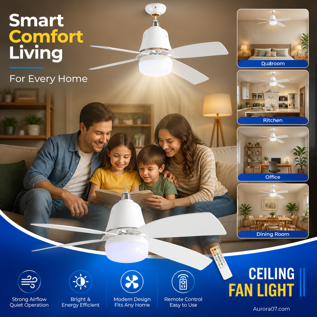 🏆LAST DAY SALE 49% OFF🔥SmartBreez™ 40W LED Ceiling Fan Light – 20.5” Ultra-Quiet with Remote 🎯 | E27 + FREE B22 Adapter 🔌 | For Bedroom 😴, Kitchen 👩‍🍳 &amp; Garage 🛠️ – UK Ready! 🇬🇧