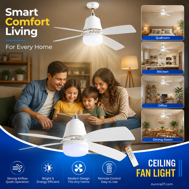 🏆LAST DAY SALE 49% OFF🔥SmartBreez™ 40W LED Ceiling Fan Light – 20.5” Ultra-Quiet with Remote 🎯 | E27 + FREE B22 Adapter 🔌 | For Bedroom 😴, Kitchen 👩‍🍳 &amp; Garage 🛠️ – UK Ready! 🇬🇧