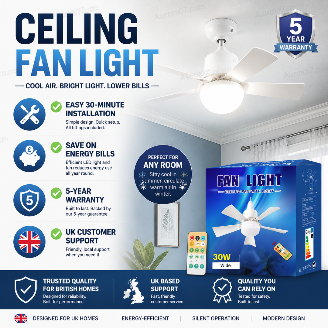 🏆LAST DAY SALE 49% OFF🔥SmartBreez™ 40W LED Ceiling Fan Light – 20.5” Ultra-Quiet with Remote 🎯 | E27 + FREE B22 Adapter 🔌 | For Bedroom 😴, Kitchen 👩‍🍳 &amp; Garage 🛠️ – UK Ready! 🇬🇧