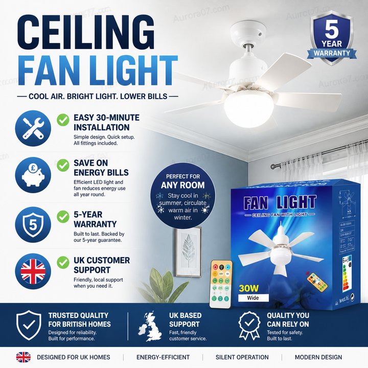 🏆LAST DAY SALE 49% OFF🔥SmartBreez™ 40W LED Ceiling Fan Light – 20.5” Ultra-Quiet with Remote 🎯 | E27 + FREE B22 Adapter 🔌 | For Bedroom 😴, Kitchen 👩‍🍳 &amp; Garage 🛠️ – UK Ready! 🇬🇧