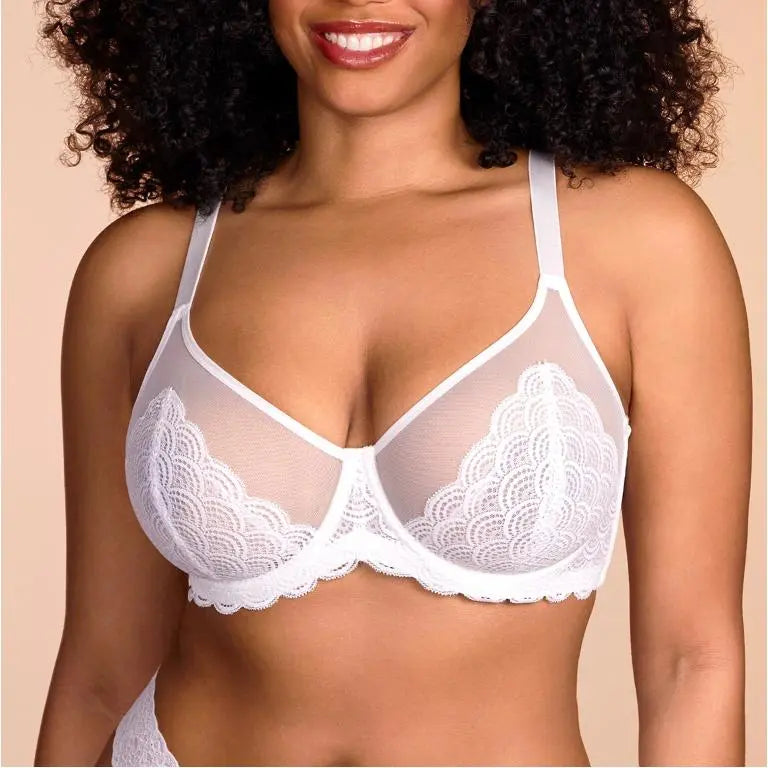 HSIA Mermaid Scales Sexy Lace Plus Size Uforet bøyle Ikke-polstret Full Dekning Minimizer BH med Ryggglatting for kvinner Stor byste