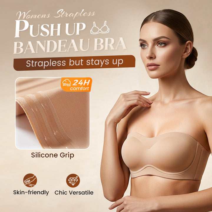 👙Naisten olkaimettomat rintaliivit Push Up Bandeau -rintaliivit Liukumattomat Langattomat Tukevat Pehmustetut Rintaliivit Saumattomat Mukavat Tuubihyytelöriivit