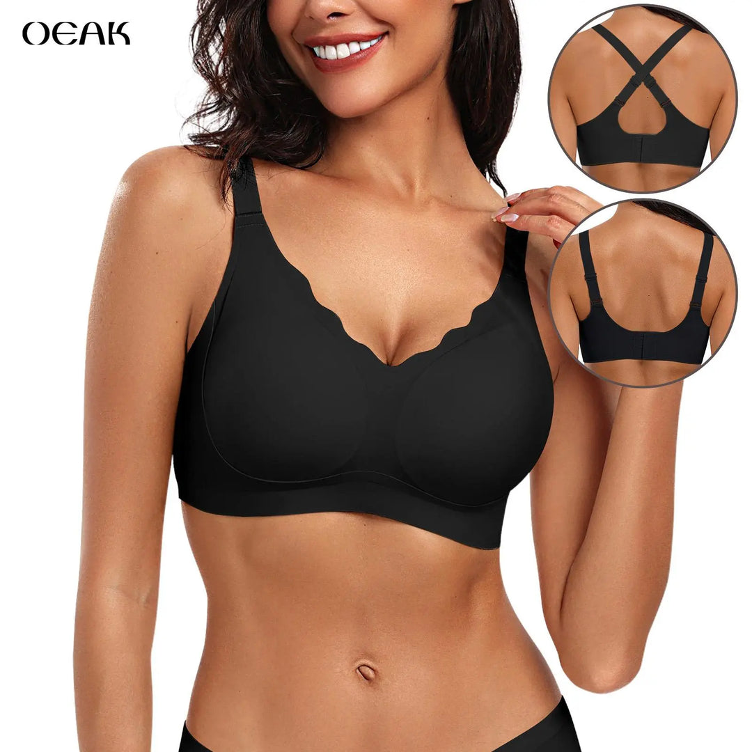 Sujetador push-up sin aros, escote en V profundo y sin costuras