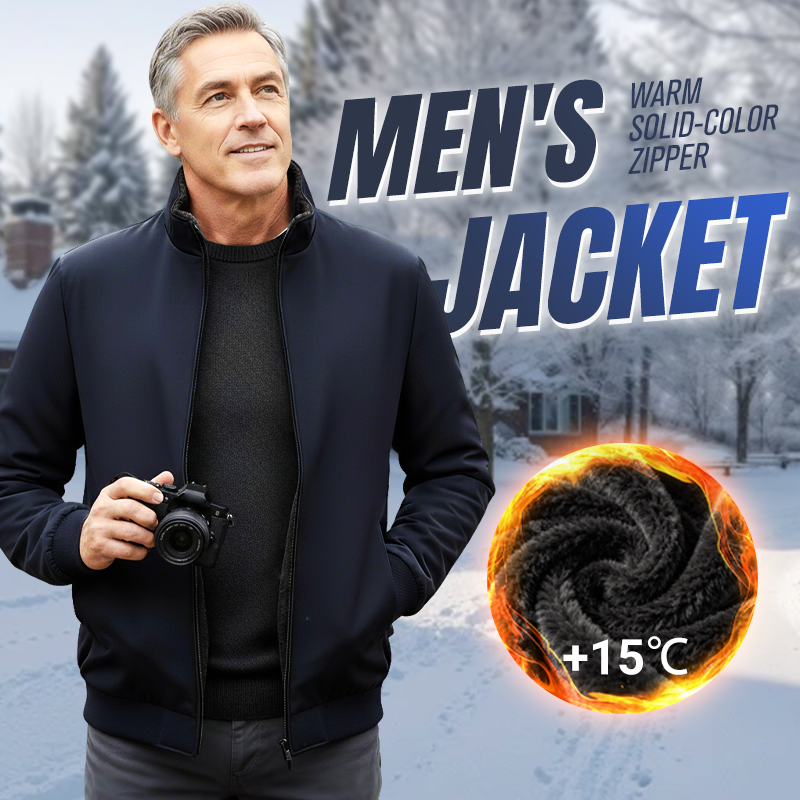 Men's Solid Color Zip Up Warm Jacket -💪Anti-wrinkle, windproof, rainproof and snowproof!