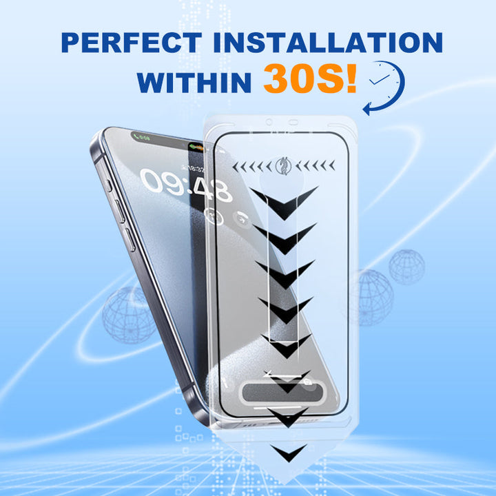 4K HD/Anti-Peeping Tempered Glass Screen Protector with Auto Dust-elimination Installation for iPhone