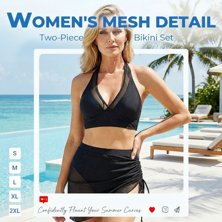 🏖️ High Waisted Bikini Set with Swim Skirt – Gentle tummy control, flattering skirt coverage. Feel confident &amp; comfortable by the water. 🌊🌸
