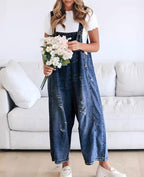 💃Limited time sale 50% OFF💓Women's Cute Casual Button Jumpsuit Ripped Denim Overalls