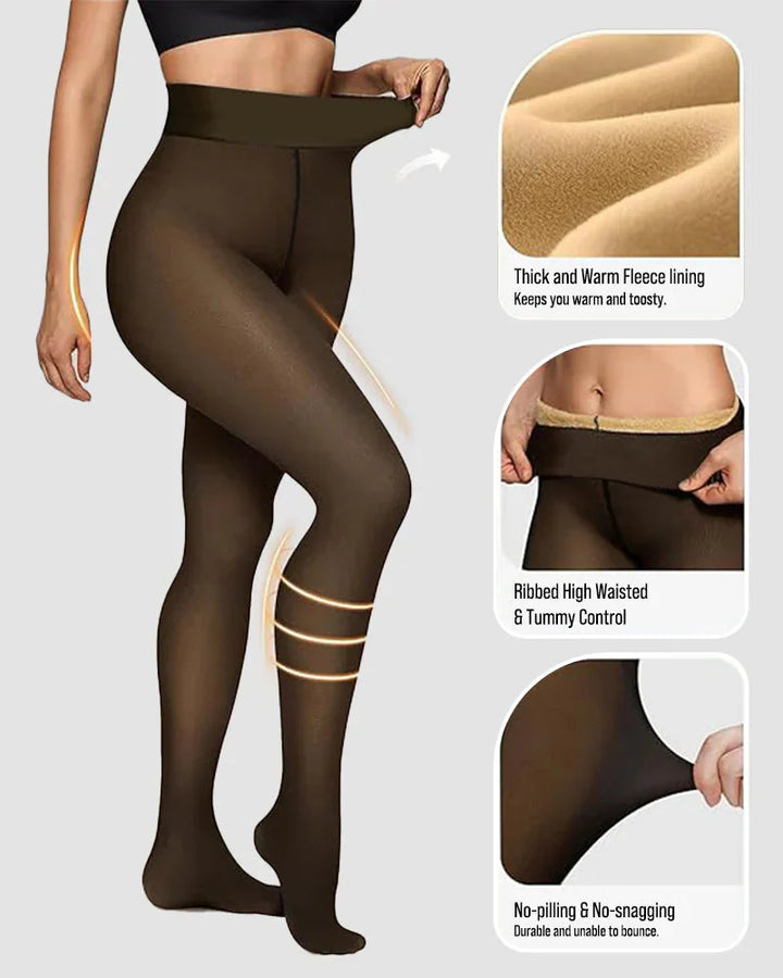 🔥Lynsalg 50 % RABATT!!⚡20 000+ SOLGT! 🏆❄️Flawless Legs Falske Gjennomsiktige Varme Plysjforede Elastiske Strømpebukser