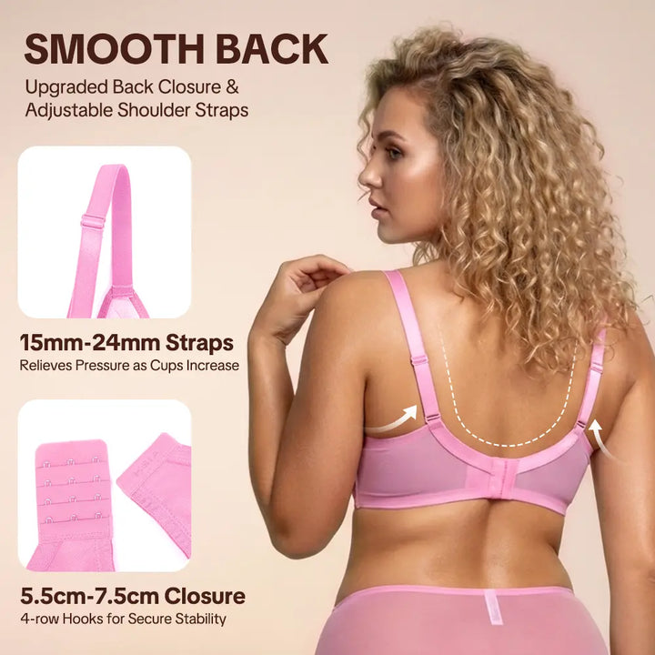 HSIA Mermaid Scales Sexy Lace Plus Size Uforet bøyle Ikke-polstret Full Dekning Minimizer BH med Ryggglatting for kvinner Stor byste
