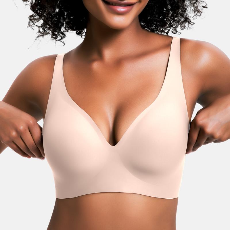💗LAST DAY - BUY 1 GET 1 FREE💗 Jelly Wireless Womens Comfortable Wireless Bras Push Up Bralettes Seamless Tshirts Bras Deep V Everyday Bras