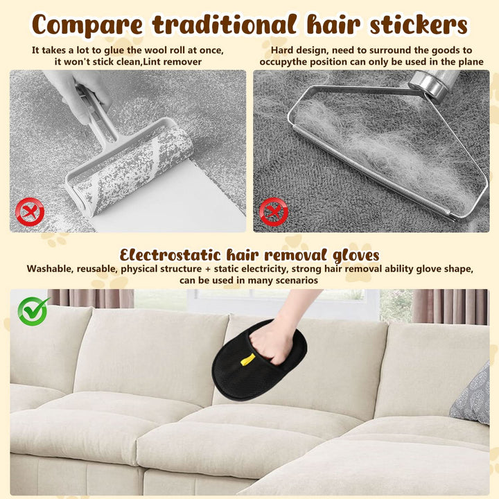 🔥BUY 1 GET 1 FREE🔥🐾🧤 Pet Hair Remover Electrostatic Gloves – Double-Sided Efficient, Soft Silicone &amp; Washable Reusable (Versatile Home+Car)!
