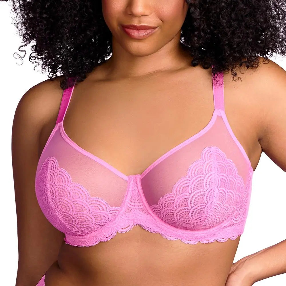HSIA Mermaid Scales Sexy Lace Plus Size Uforet bøyle Ikke-polstret Full Dekning Minimizer BH med Ryggglatting for kvinner Stor byste