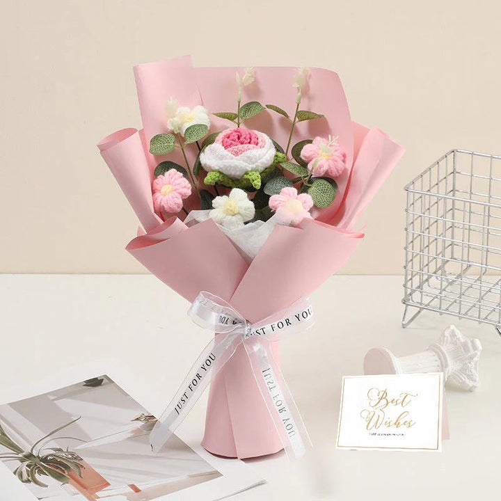 🌷 50 % RABATT NÅ! 💕 Håndlaget delikat heklet blomsterbukett – Morsdagsspesial – Livaktig design, slitesterk &amp;  Perfekt gave til mamma 🎁