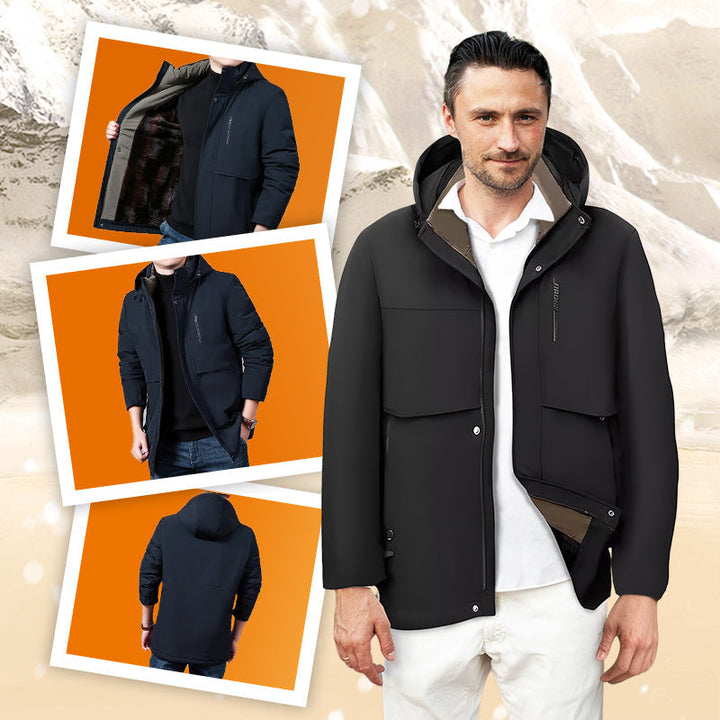 🧥50% OFF HOT SALE! ✨ Men’s Thermal Hooded Parka Coat - Windproof &amp; Water-Resistant Winter Jacket with Multiple Pockets for Extreme Cold ❄️🛡️
