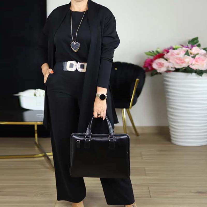 💜 LAST DAY PROMOTION 50%OFF 💜Elegant 3-piece set including long cardigan, top and pants💞