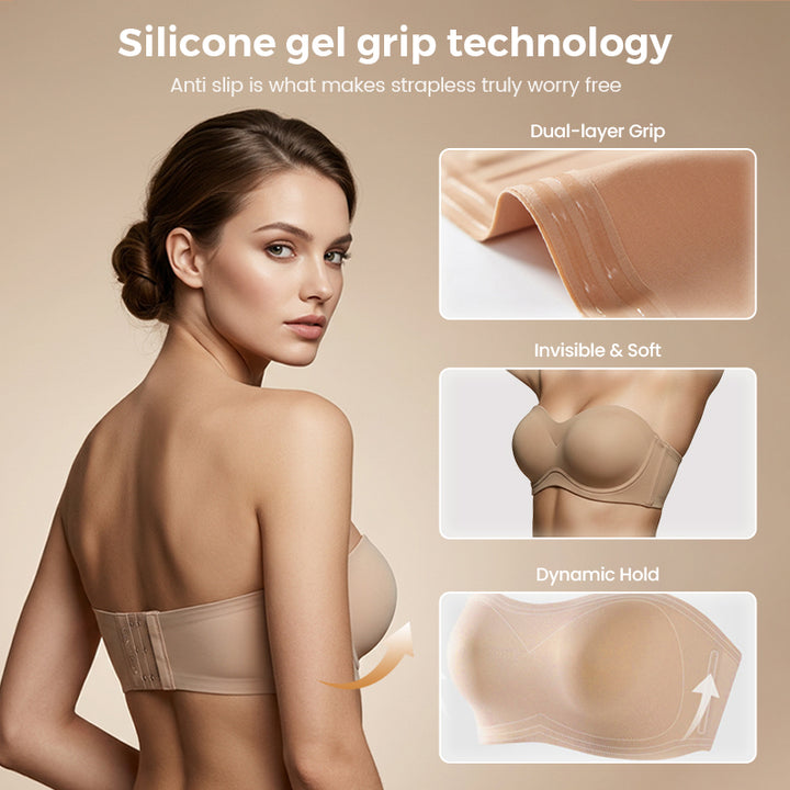 👙Naisten olkaimettomat rintaliivit Push Up Bandeau -rintaliivit Liukumattomat Langattomat Tukevat Pehmustetut Rintaliivit Saumattomat Mukavat Tuubihyytelöriivit