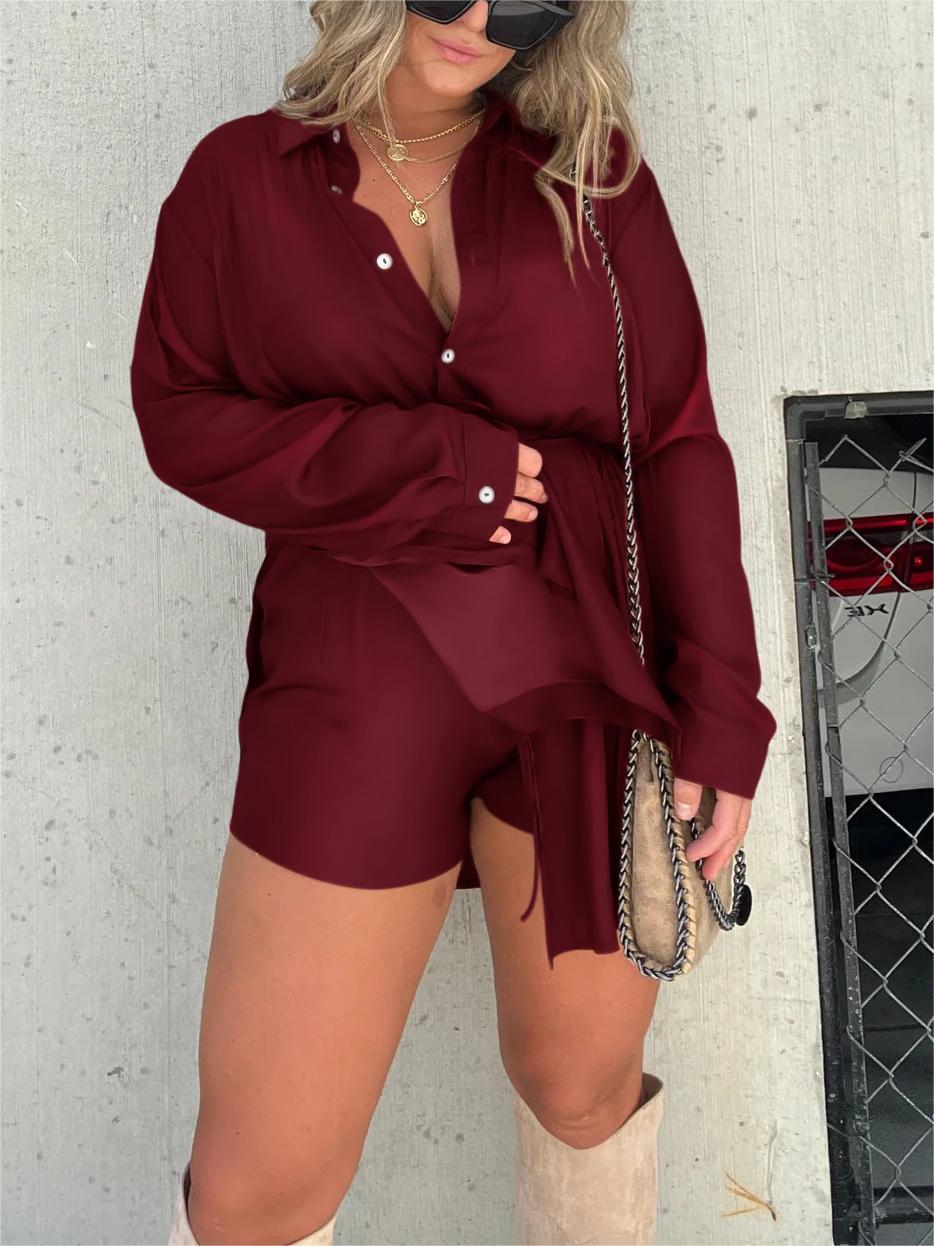 🔥Women's Solid Color Long Sleeve Shirt Dress