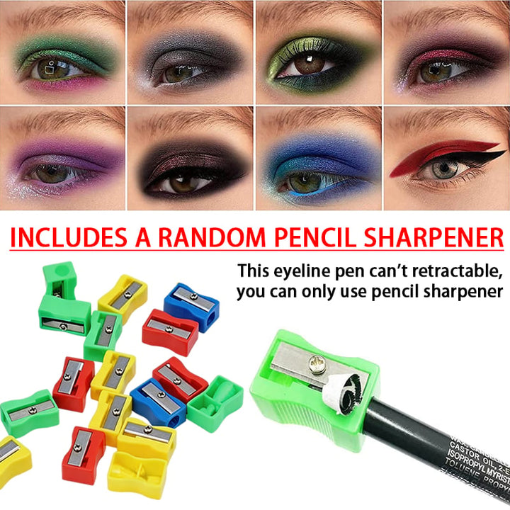 💧14-Pack Waterproof Colored Gel Eyeliner Pencil – Metallic &amp; Shimmer Finishes, Smudge-Proof（Pencil sharpener color is random）