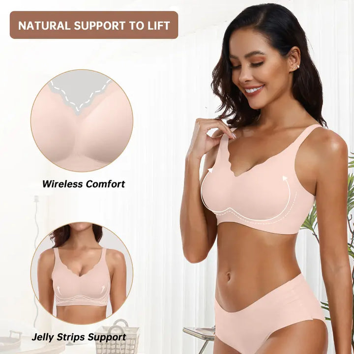 Sujetador push-up sin aros, escote en V profundo y sin costuras