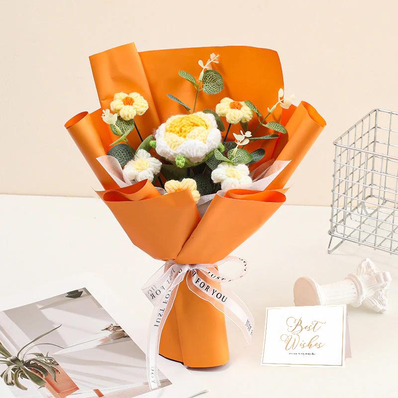 🌷 50 % RABATT NÅ! 💕 Håndlaget delikat heklet blomsterbukett – Morsdagsspesial – Livaktig design, slitesterk &amp;  Perfekt gave til mamma 🎁