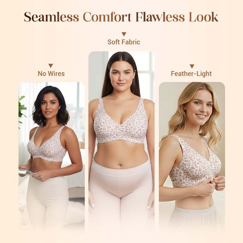 🏆 Last Day Special Price £19.99 ! 💐Jelly Wireless Womens Comfortable Wireless Bras Push Up Bralettes Seamless Tshirts Bras Deep V Everyday Bras