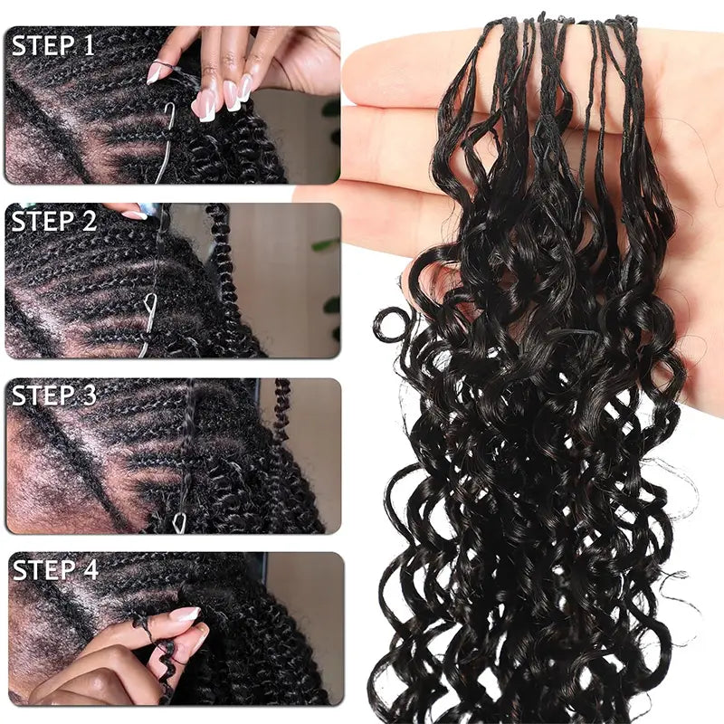 ISEE HAIR Human Hair Crochet Extensions Miracle Knots Pre-Separated 50g/Pack – Knotless Boho Braids, 4-5 Packs for Full Head, Multiple Curly &amp; Wave Textures