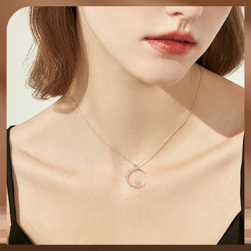 🎁 KJØP 1 FÅ 1 GRATIS! 🌙✨ Lys natt: Månestjernehalskjede – Eleganse som lyser i mørket med himmelsk sjarm 💫🌌