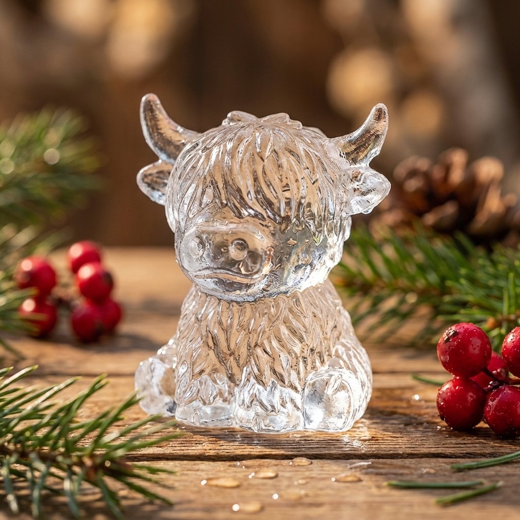 🐮 Mini Highland Cow isterningform – Sød 3D-is til drinks, fester &amp;  Gaver