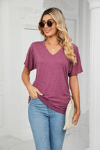 💕Hot Promotion- UP TO 50% OFF🌷V-Neck Solid Color Loose Ladies Tops