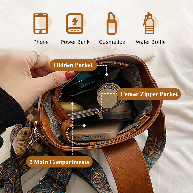 👜Vintage modetas met verstelbare bredere schouderband