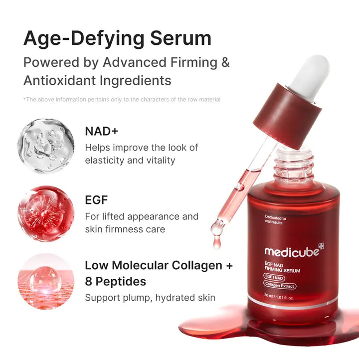 NAD+ EGF Verstevigend Serum | NAD+, EGF, Collageenextract, Anti-aging, Verstevigend, Stralend Serum | Verzorgt fijne lijntjes en verbetert de huidelasticiteit &amp;  Versteviging voor een jeugdige huid (30 ml/1,01 fl. oz.) | Koreaanse huidverzorging, K-Beauty